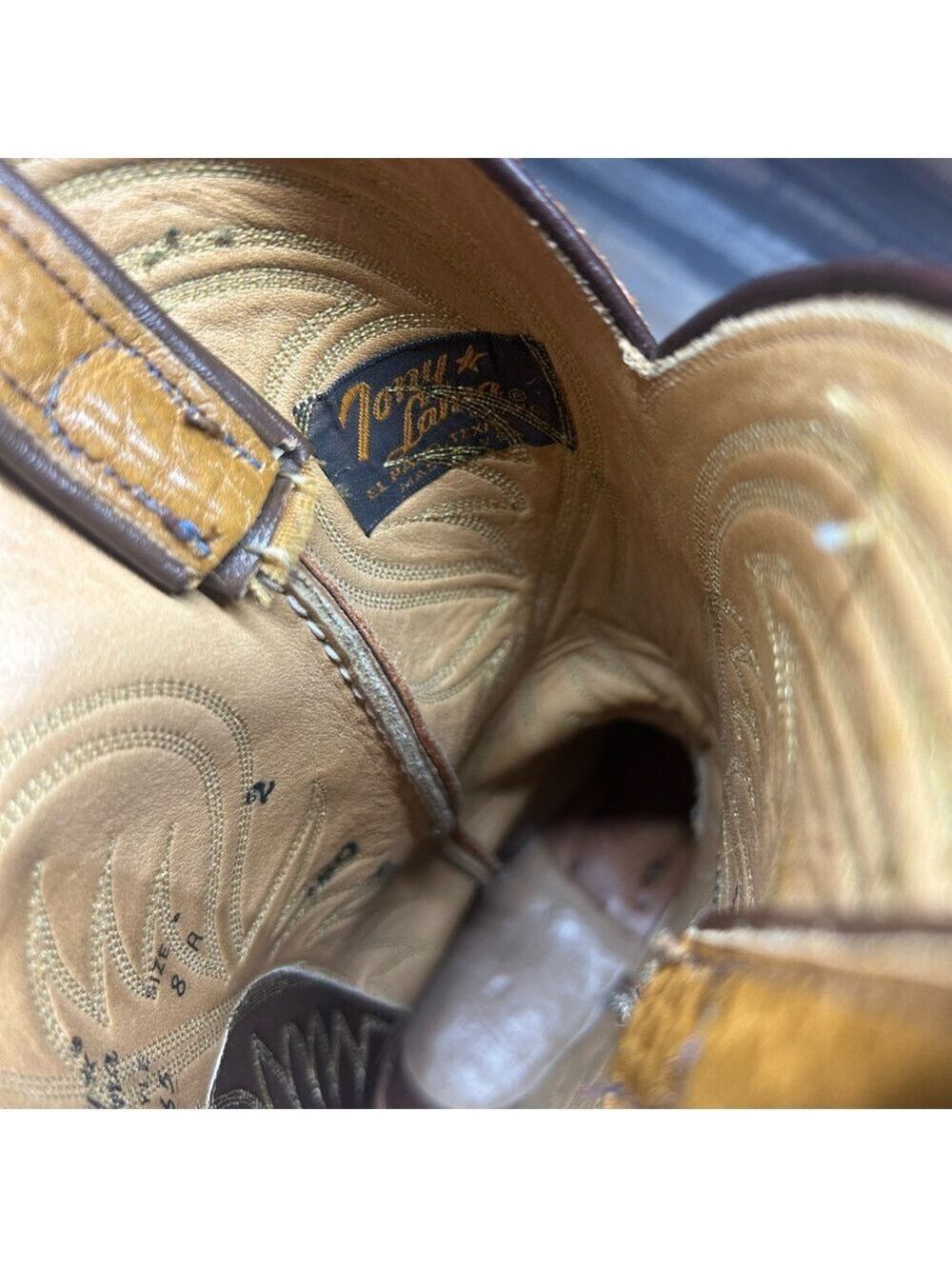 Tony Lama Womens Western Boots Sz 8A Brown Tan Leather Cowboy USA Made - Picture 4 of 7
